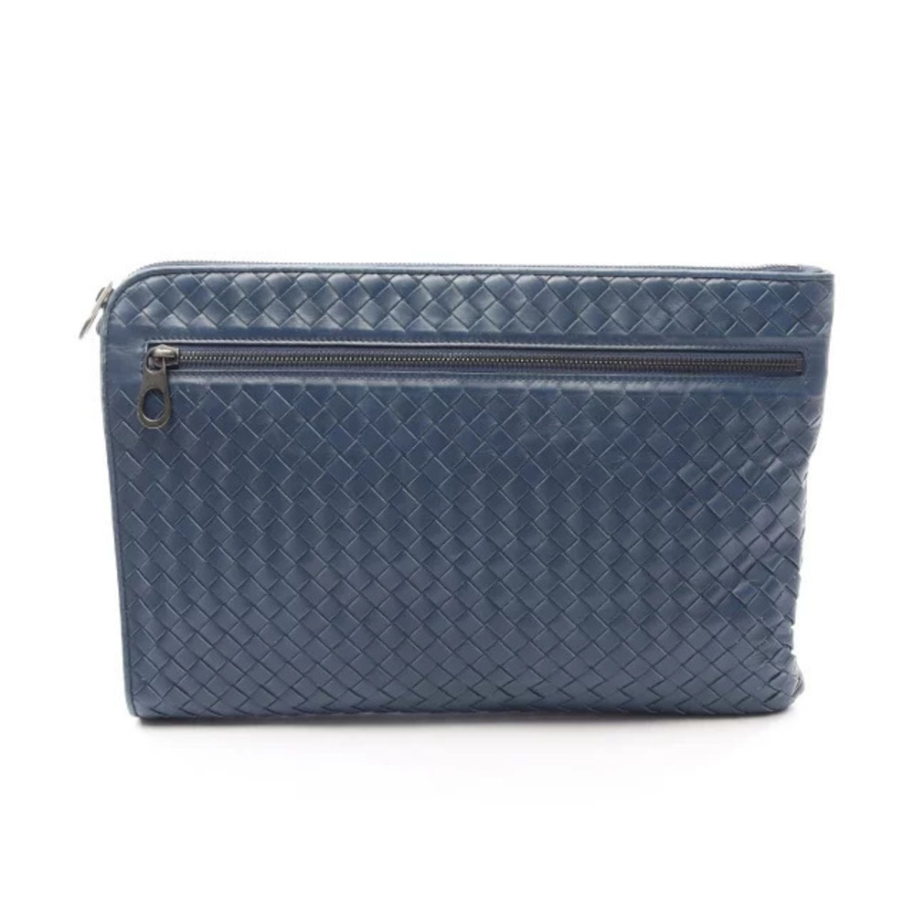 Bottega Veneta Intrecciato Shoulder Bag Leather Blue